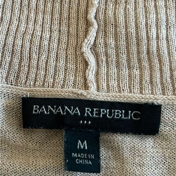 Banana Republic Tan Lightweight Cotton Blend Open Front Cardigan Sweater Medium - Picture 6 of 7